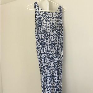Blue and white boho maxi dress